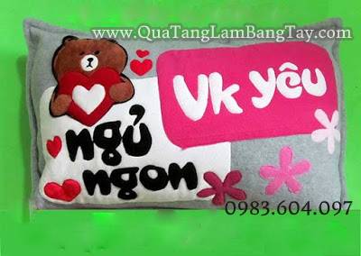 gối handmade vải nỉ tặng bạn gái 